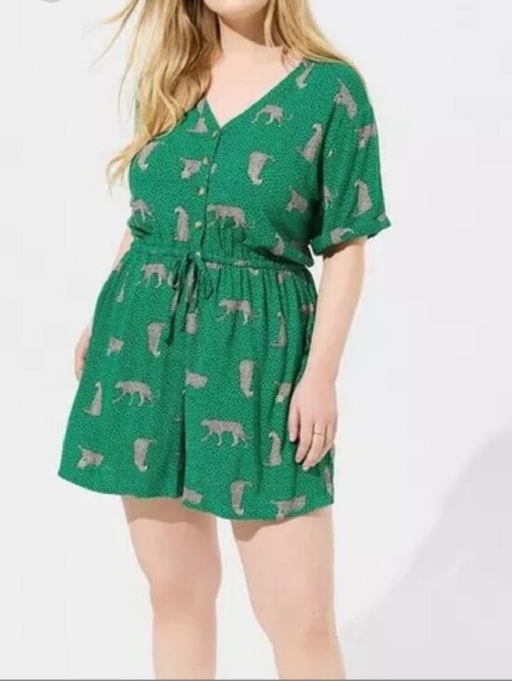 NWT Size 00 TORRID Green Animal Print Romper